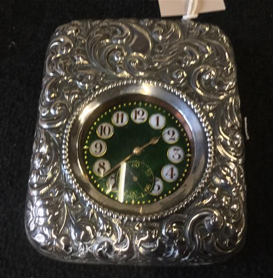 An Edwardian silver cased Goliath case clock